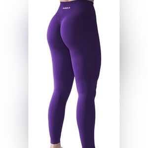 AUROLA Workout Leggings for Women Seamless Scrunch Tights Tummy Control Small